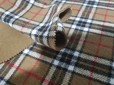 Bonded Melton Fabric Fashionable Tartan Print Ideal For Jackets Hoodies UK Stock • £1.19