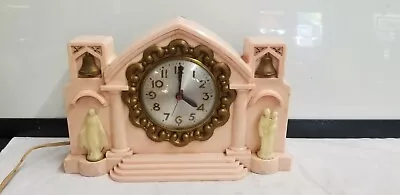 VINTAGE MISSION BELL SHRINE CLOCK NATIONAL CLOCK CORP-LYNN MASS - Not Working   • $29.99