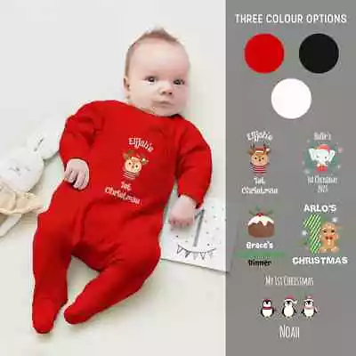 PERSONALISED My First Christmas Baby Grow Baby Romper First Xmas Girls Boys Baby • £13.99