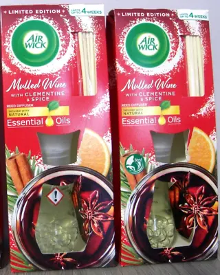 2 X Airwick Mulled Wine + Clementine Spice Scented Oil Fragrance Reed Diffuser • £7.95