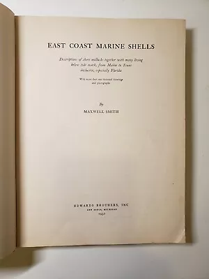 Maxwell Smith EAST COAST MARINE SHELLS 1937 1st Ed Signed Mollusca Florida • $25