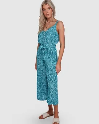 $25 • Buy Billabong Blue Floral Jumpsuit Size 10 (Would Suit 8-12)