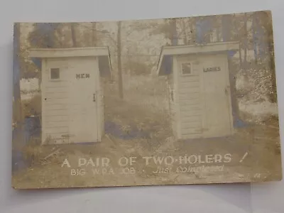 Antique Vtg RPPC PC Real Photo WPA Works Progress Administration Outhouse Humor • $15.95
