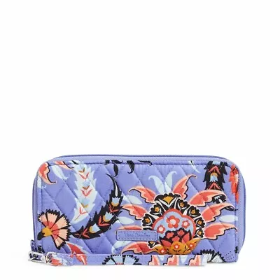 Vera Bradley RFID Accordion Wallet Wristlet Mural Garden Purple Floral NWT • $29.99