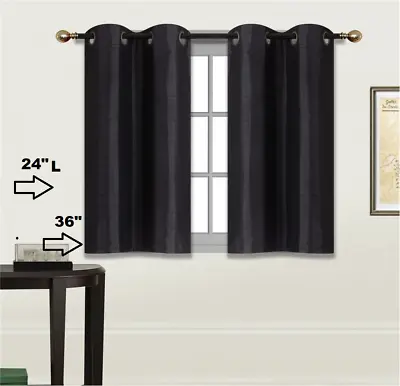 2 Short Grommet Panels Window Curtains For Any Room 24  Or 36  Length Semisheer • $9.77
