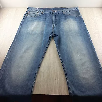 Levi's 503 Jeans Men's Size 38 Mid Rise Straight Cut Off Hems Short Mid Blue • $20.50