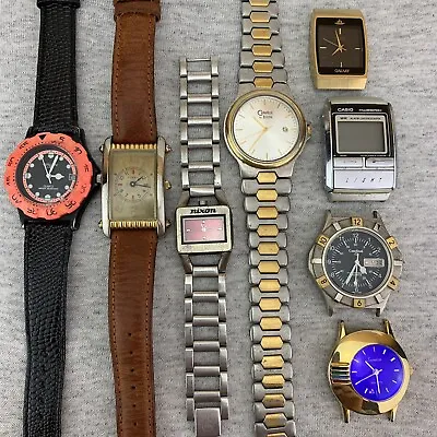 Vintage Watch Lot Seiko Casio Gruen Fossil Caravelle Quartz Repair Parts Tank • $99.87