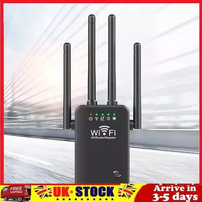 WiFi Amplifier 300Mbps WiFi Range Extender 4 Antenna For Home With Ethernet Port • £10.89