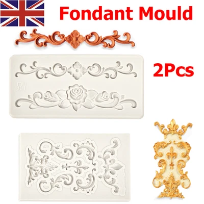 £4.89 • Buy Relief Baroque Silicone Fondant Mould Vintage Cake Border Decor Sugar Paste Mold