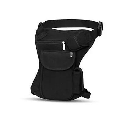  Canvas Waist Bag Fanny Pack Racing Drop Leg Bag Motorcycle Outdoor Bag Black • $25.03