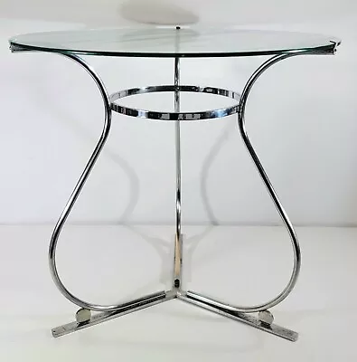 Genuiune Art Deco Chrome & Glass Occasional Table. Modernist. C 1930 • $176.94