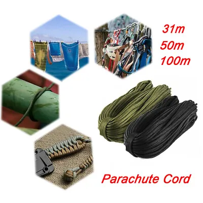 100m Army Military Paracord Reel 4mm Basha Tent Bivi Camping Guy Rope Para Cord • £4.99