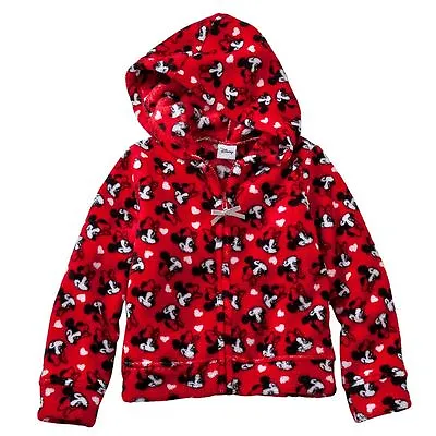 Disney Minnie Mouse Red Girl Hooded Fleece Sweatshirt Hoodie Winter Jacket 5 6 • $15.99