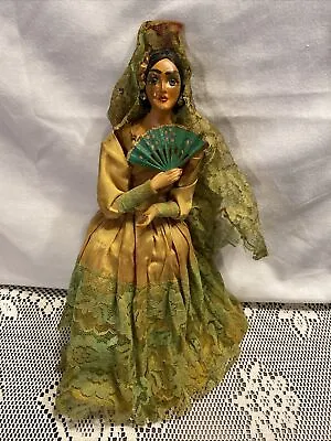 Vintage Carselle Flamenco Dancer Doll 12  Lace Dress &  Mantilla • $12