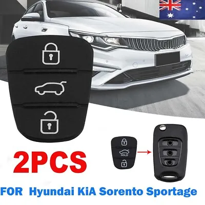 $5.75 • Buy Fit For Hyundai I30 I10 I20 Black 2X Car Flip Key Fob Case Repair Rubber Pad