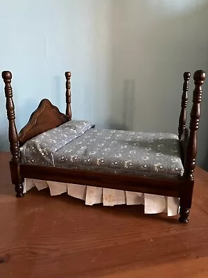 Dollhouse 4 Poster “Double” Bed - Bombay Furniture Co - Mahogany Wood 1:12 • $12