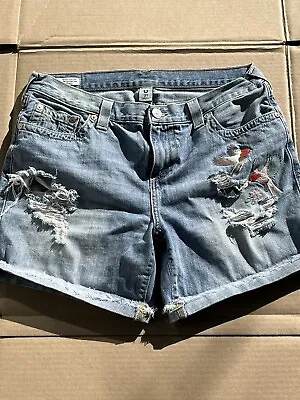 True Religion Jayde Made In USA Women's Hummingbird Embroidered Shorts Size 31 • $45