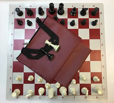 Weighted Chess Set Combo: Red Bag W/ Loop Red Board & Tournament Chess Pieces • $27.95