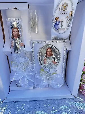 BOY First Holy Communion Candle Set ENGLISH Gift Vela Para Primera Comunion • £38.54