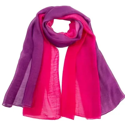 Lightweight Silk Scarf Gradient Colour Long Scarf Shawl Stole Wrap For Women's • £9.99