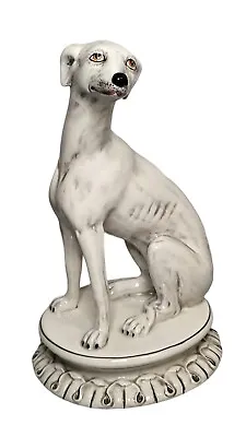 MID-CENTURY Ceramic Greyhound Whippet Dog Statue Italy 13” • $49