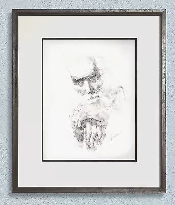 Vel Miller Vintage  Old Man  Charcoal Print 80s 9  X 12  Textured Paper-print • $90