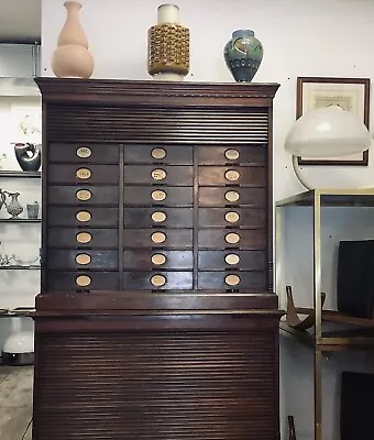 19th Century Amberg Mahogany Wooden Filing Cabinet • £2800