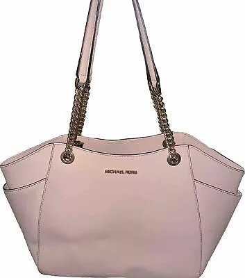 Michael Kors Jet Set Chain Soft Pink Saffiano Leather Large Shoulder Tote Bag • $30