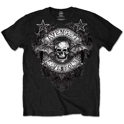 Avenged Sevenfold T-Shirt Stars Flourish Band New Black Official • £14.95