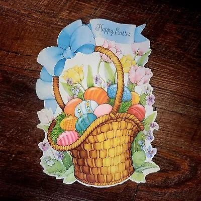 Vintage Hallmark Easter Egg Basket  Ephemera Paper Die Cut Magnet Decoration • $12.73