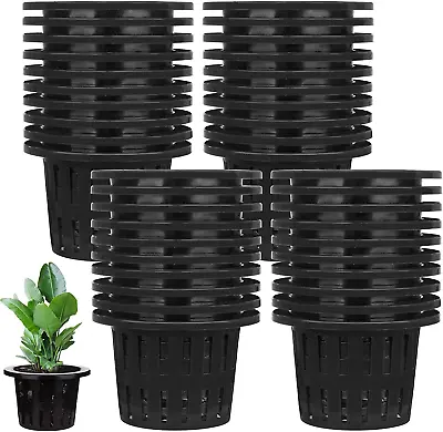 40 Pack 4 Inch Net Pots Garden Slotted Mesh Net Cups Plastic Orchids Pot Plant • $41.63