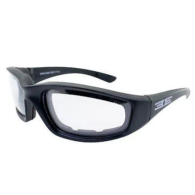 EPOCH Padded Motorcycle Sunglasses Black Frames Clear Lens ANSI Z87.1+ • $17.99