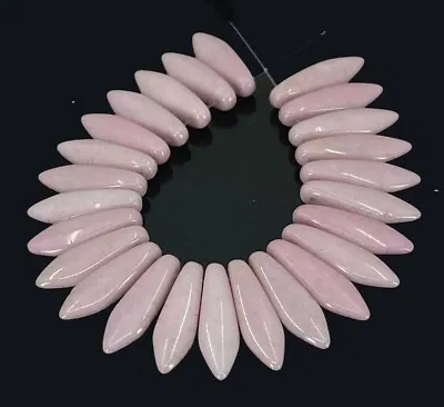 25 Czech Glass Dagger Beads - Opaque Luster - Lila / Pink 16x5mm • $4.99