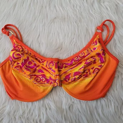 $20 • Buy Tara Grinna Bikini Swimsuit Orange Aztec Top 32 - 36 E Underwire NEW