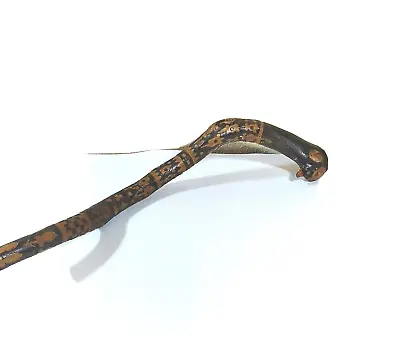 Folk Art Cane Walking Stick Antique Vintage Carved Bark Floral Pattern Bird Top • $136