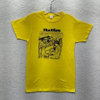 80s Vintage T-Shirt S Small Mens Yellow Single Stitch Comic Graphic Thin Light • $35