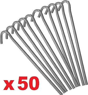 10-100 Galvanised Steel Tent Pegs Metal Camping Ground Sheet Anchor Garden Hooks • £3.68