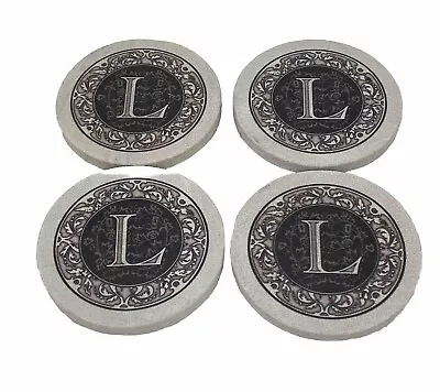 THIRSTYSTONE Sandstone Coasters Monogrammed L • $10.99