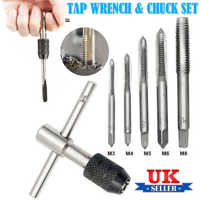 £5.99 • Buy 6Pcs TAP WRENCH & CHUCK SET TOOL T-HANDLE METRIC M3 M4 M5 M6 M8 And Die UK STOCK
