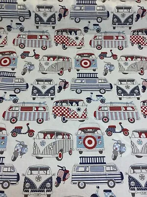 Chatham Glyn Happy Campers Cotton Fabric. Craft Weight Light Curtains/Patchwork • £8.50