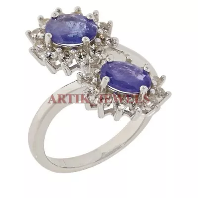 Natural Tanzanite Gemstone With 925 Sterling Silver Ring For Women's #3211 • £106.75