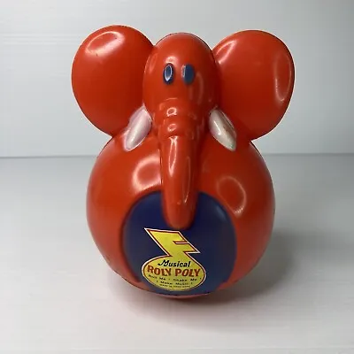 Vintage Musical Roly Poly Red Elephant Nursery Toy Made In Hong Kong Circa 1960s • $29.95