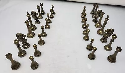 32 Gold-Toned Metal Chess Pieces 2.5  King No Board • $29.95