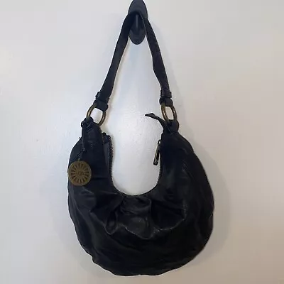 RARE UGG Large All Black Leather CLASSIC HOBO Shoulder Handbag. • $69.99