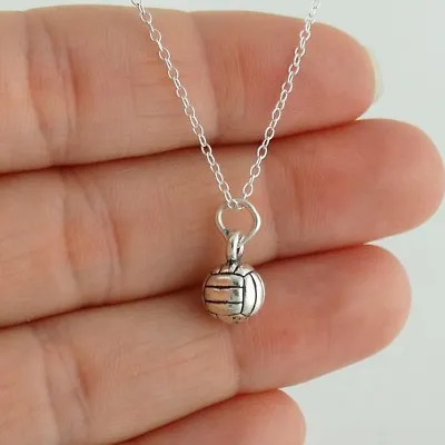 Tiny Volleyball Charm Necklace 925 Sterling Silver Sport Team Gift Coach School • $19