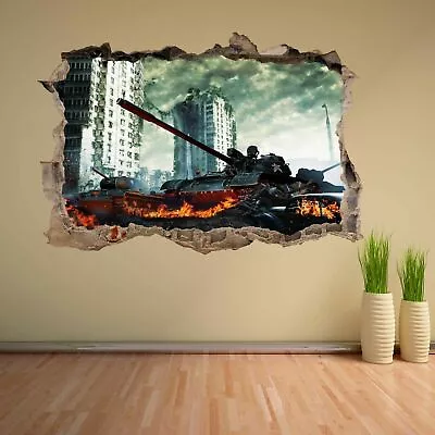 Army Battle War Tank Military 3D Wall Sticker Mural Decal Kids Boys Room CR6 • $29.86