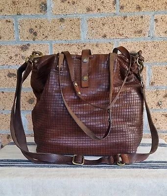 🐰EASTER SPECIAL 🐰CAMPOMAGGI Italian Leather Shoulder Bag Tote Dark Brown! • $425