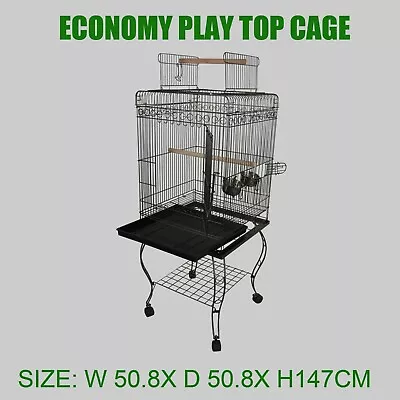 Economy Flat Top Bird Cage Pet Cage Aviary Travel Stand Budgie Parrot 147cm • $149