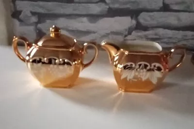 Vintage Sadler Gold Lustre Sugar Bowl & Milk Jug • £20