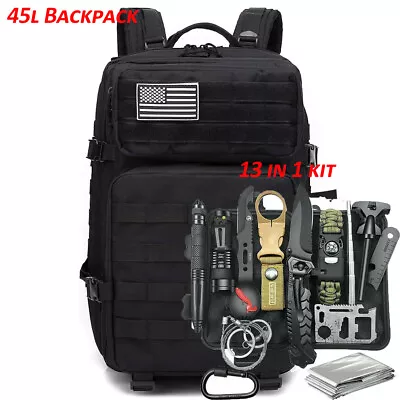 13 In 1 Survival Kits Military Tactical Backpack Camping Hammer Axe EDC Gear • $32.99